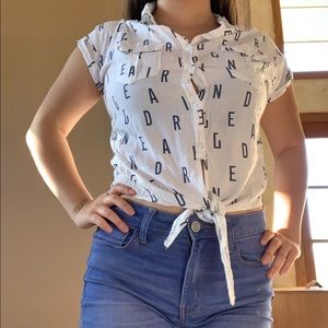 Adorable lettered cropped blouse